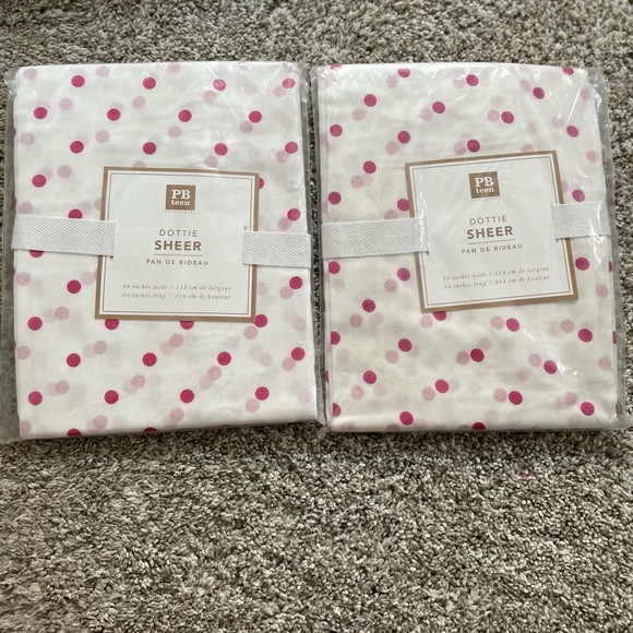 Pottery Barn Accents Pottery Barn Pink Dottie Sheer Curtains Set Of